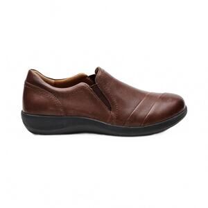 NEW AETREX women's helena arch support slip on shoes in brown